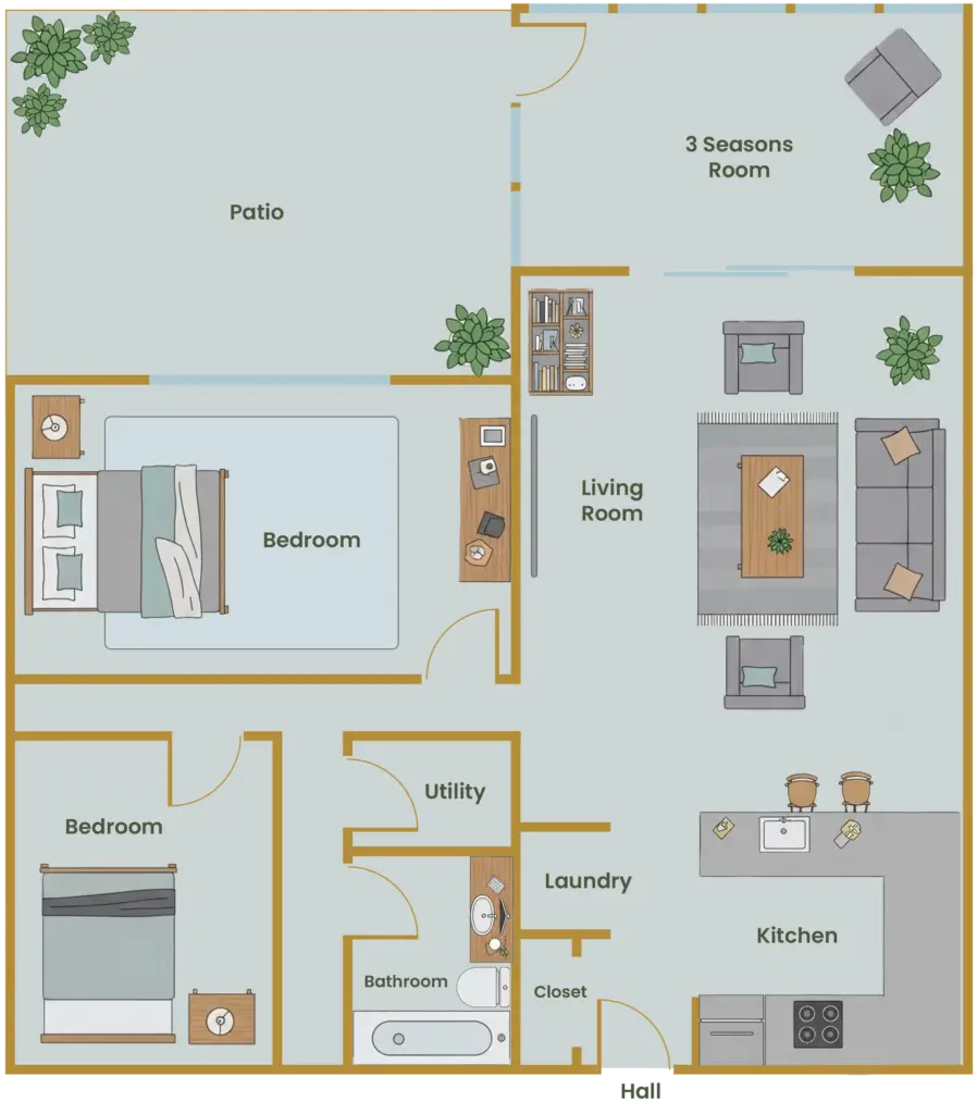 Sterling Oaks Two Bedroom Floor Plan